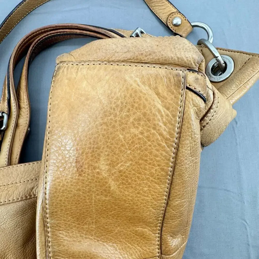 B. Makowsky Mustard Yellow Butter Soft Genuine Leather Satchel Purse